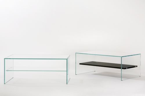 Tavolino basso contemporaneo - ZEN 1 : TRANSPARENCE  - ADENTRO - in vetro / in rovere / rettangolare