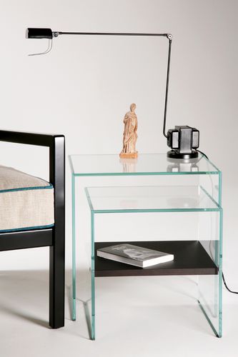Tavolino estraibile contemporaneo - ZEN 3 : SISTERS - ADENTRO - in vetro / in rovere / rettangolare