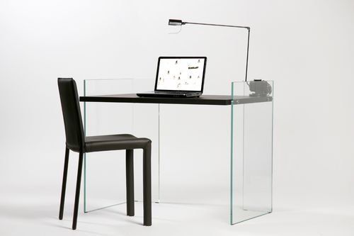 Scrivania contemporanea - ZEN 8 : SCRIBE - ADENTRO - in rovere / in vetro