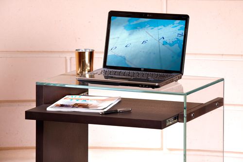 Scrivania contemporanea - ZEN 7 : LAPTOP - ADENTRO - in rovere / in vetro / con base in pannelli