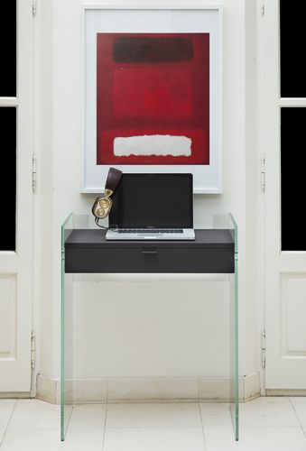 Scrivania contemporanea - ZEN 13  - ADENTRO - in rovere / in vetro / con base in pannelli