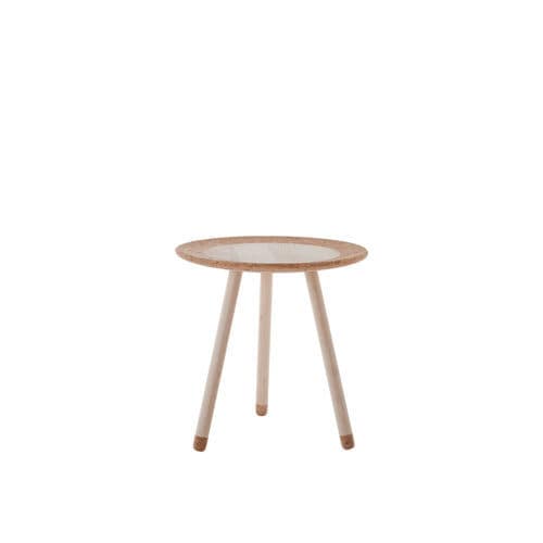Tavolino basso contemporaneo - MEZZA 5451 - FLAM ET LUCE LUMINAIRES - in legno / con supporto in legno / rotondo