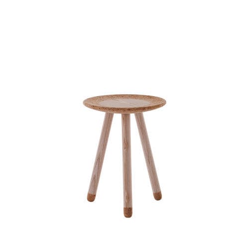 Tavolino basso contemporaneo - MEZZA 4636 - FLAM ET LUCE LUMINAIRES - in legno / con supporto in legno / rotondo
