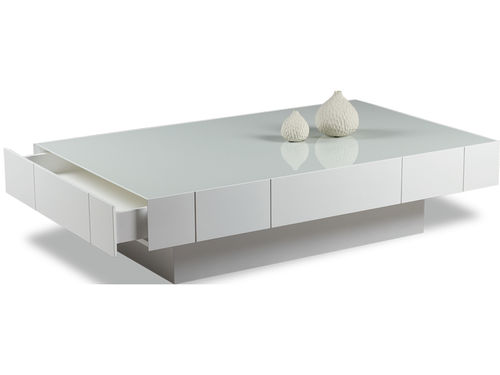 Tavolino basso contemporaneo - BOX - GUARANTEE by GIOGATZIS - in rovere / in cristallo / rettangolare