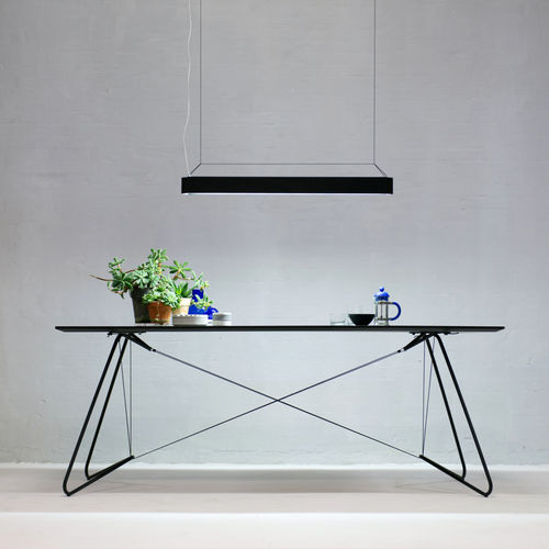 Tavolo contemporaneo - OAS  - OK DESIGN - in MDF stratificato / in linoleum / con supporto in acciaio termolaccato