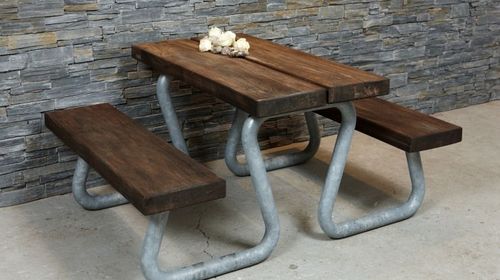 Tavolo da picnic contemporaneo - OMEGA - THORS DESIGN - in legno / rettangolare / per spazio pubblico