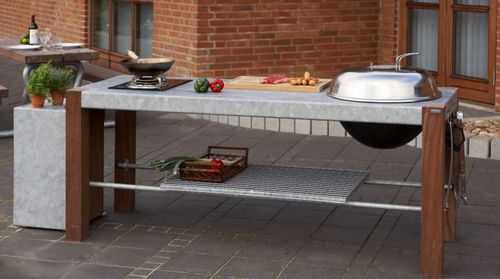 Cucina da esterno - SAVRA - THORS DESIGN - contemporanea / in legno / senza maniglie