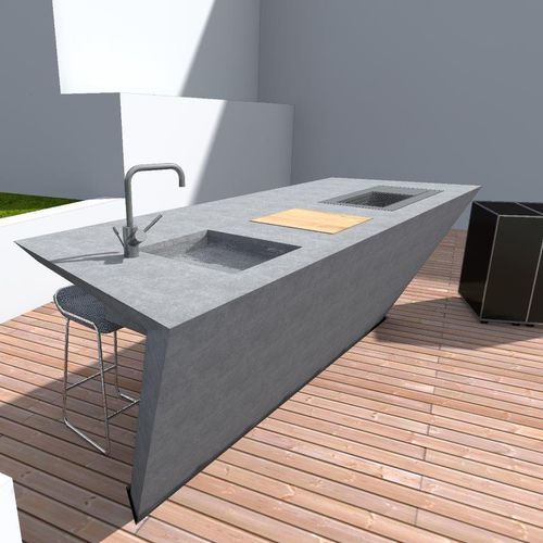 Cucina da esterno - Stayconcrete - contemporanea / in calcestruzzo / con isola