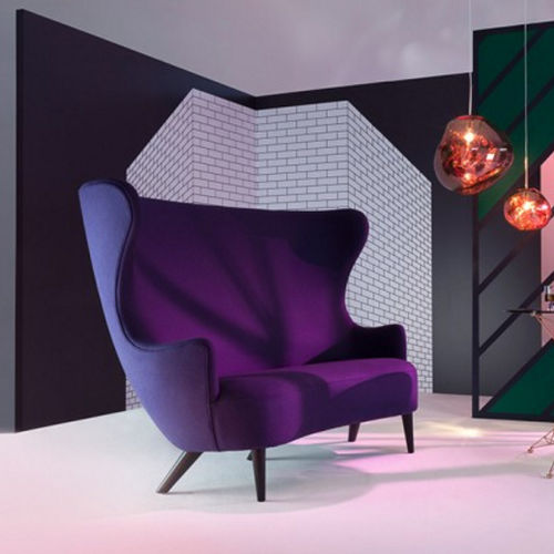 Divano contemporaneo - WINGBACK SERIES - Tom Dixon - in tessuto / con schienale alto / viola