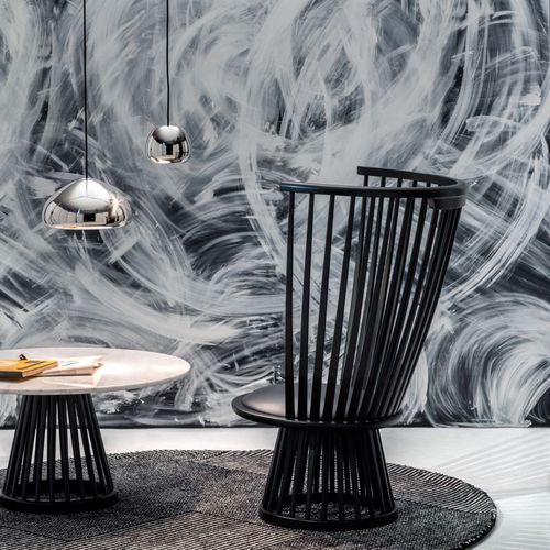 Sedia in stile - FAN : FAC01BL/FAC01NA - Tom Dixon - da interno / in frassino / in pelle
