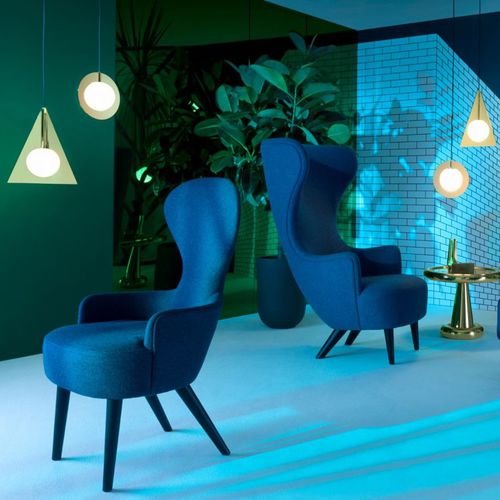 Sedia da pranzo contemporanea - WINGBACK SERIES - Tom Dixon - da interno / in tessuto / in acciaio