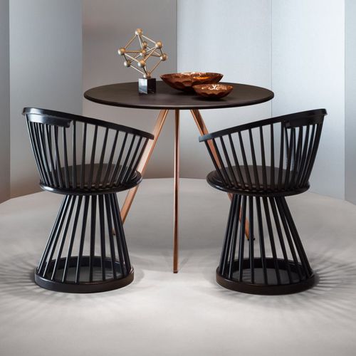 Sedia da pranzo contemporanea - FAN : FAD01BL/FAD02NA - Tom Dixon - da interno / in pelle / in legno