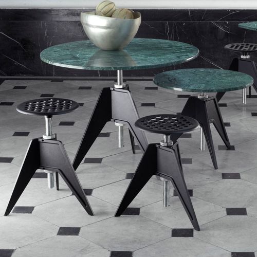 Sgabello contemporaneo - SCREW : SCS01 - Tom Dixon - in ghisa di alluminio / con supporto in ghisa / con 3 piedi
