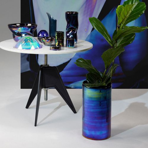Vaso contemporaneo - OIL : OILV01 - Tom Dixon - in vetro / blu