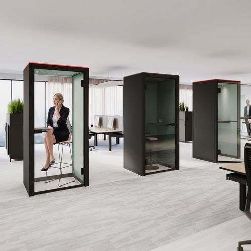 Ufficio POD con illuminazione integrata - TALK.BOX - König Neurath - acustico / a 1 posto / con porta vetrata