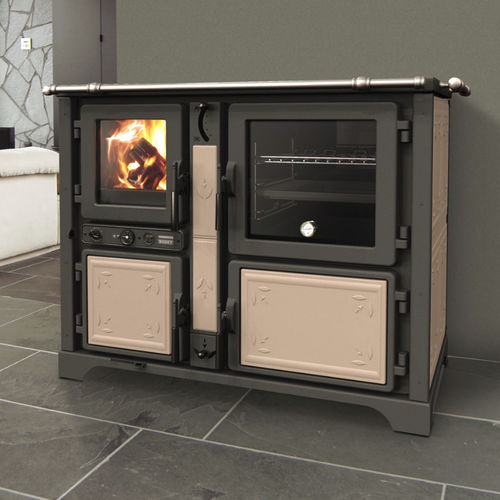 Blocco cottura a legna - BOSKY COUNTRY F30 FIORI - THERMOROSSI - 3 fuochi / 1 forno / con lavaggio manuale