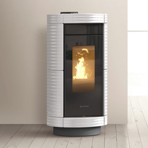 Stufa a pellet - Dorica Maiolica Plus - THERMOROSSI - a pavimento / contemporanea / in acciaio
