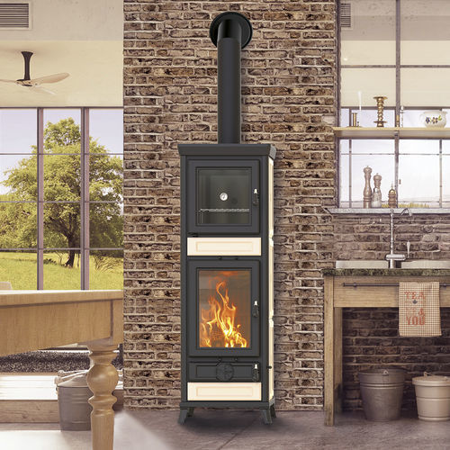 Stufa a legna - Anna Evo Maiolica - THERMOROSSI - 10 kW...20 kW / a pavimento / contemporanea