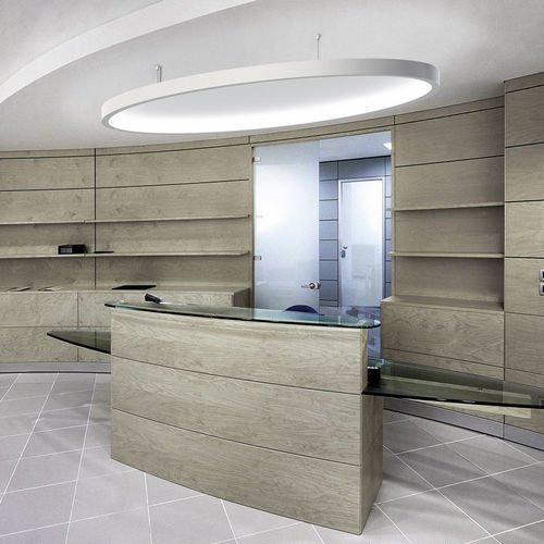 Lampada a sospensione - ELLIPSE LIGHT + ACOUSTIC - Sattler GmbH - in alluminio / in tessuto / in vetro acrilico