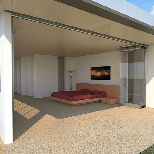 Vetrata scorrevole impilabile - ATRIUM - ALBERT GENAU - in alluminio / di sicurezza / a prova di vento
