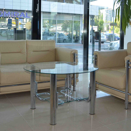 Tavolino basso contemporaneo - TOBI - KODRETA furniture, s.r.o. - in vetro / con supporto in metallo / rettangolare