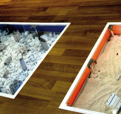 Pavimento sopraelevato in legno - EXPOFLOOR - SODEM SYSTEM - in vetro / retroilluminato / da interno
