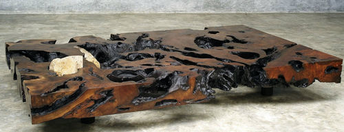Tavolino basso contemporaneo - ROC - JÉRÔME-ABEL SEGUIN - in legno fossilizzato / rettangolare / per uso residenziale