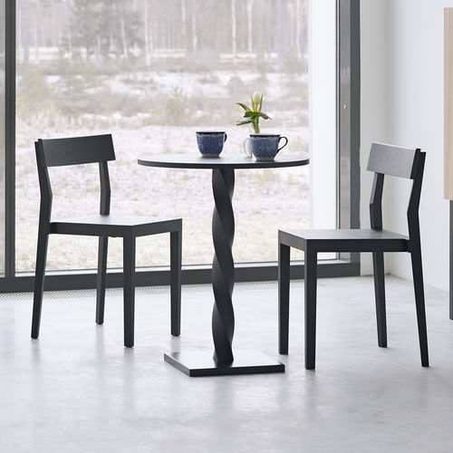 Tavolino contemporaneo - TWIST - A 2 designers - in rovere / in MDF / in metallo verniciato