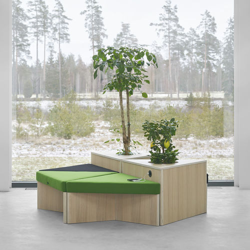 Divanetto imbottito modulare - ELEMENTS - A 2 designers - contemporaneo / in tessuto / in rovere