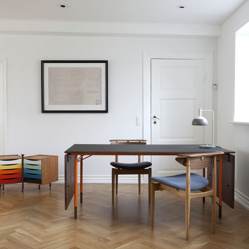 Cassettiera per ufficio in legno - GLOVE - House of Finn Juhl – Onecollection - in acciaio / 5 cassetti / con rotelle