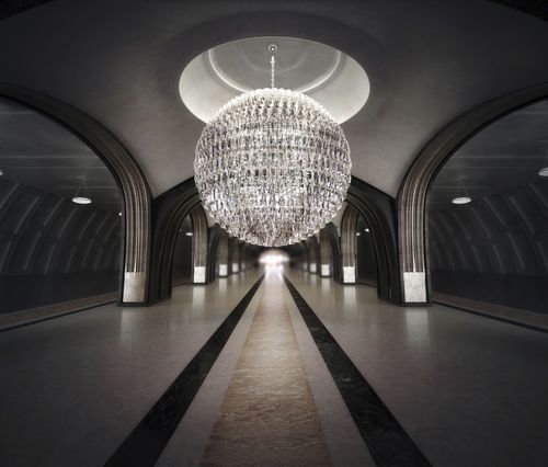 Lampadario contemporaneo - POLIEDRI SFERA - Venini - in cristallo / in metallo / LED