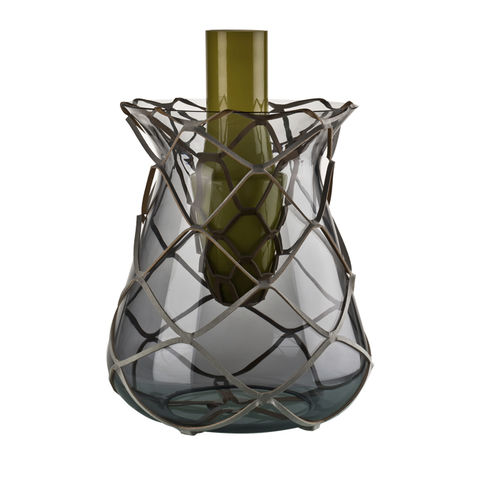 Vaso design originale - PISTILLO - Venini - in vetro / in pelle