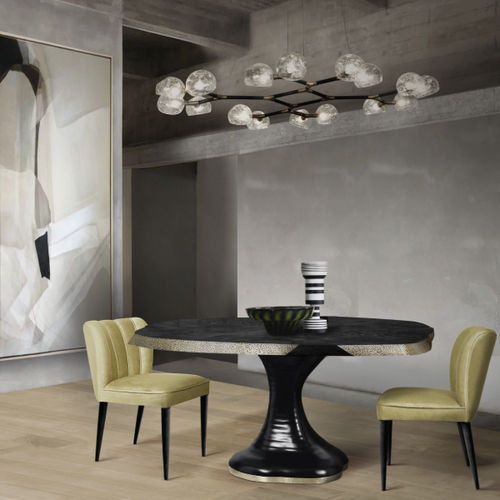 Tavolo da pranzo contemporaneo - PLATEAU II - BRABBU DESIGN FORCES - in noce / con supporto in legno laccato / con supporto in ottone