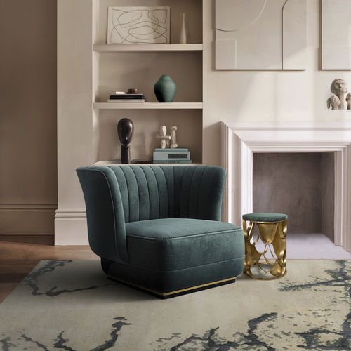 Tavolo d'appoggio contemporaneo - KOI - BRABBU DESIGN FORCES - in marmo / con supporto in ottone spazzolato / rotondo