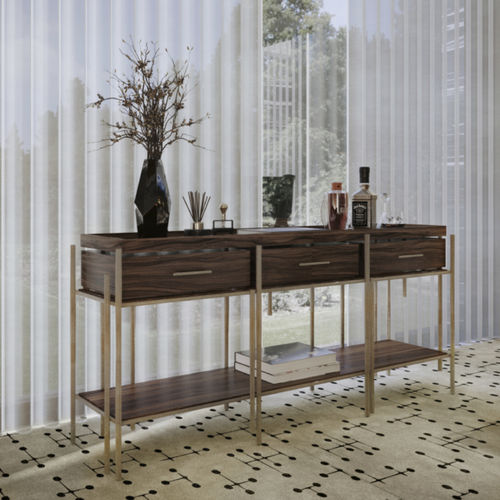 Consolle contemporanea - CASSIS - BRABBU DESIGN FORCES - impiallacciata in legno / in palissandro / con supporto in ottone spazzolato