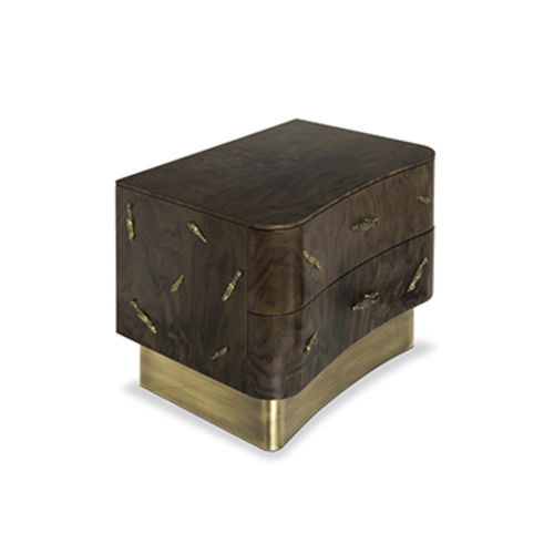 Comodino contemporaneo - BARAKA - BRABBU DESIGN FORCES - in noce / impiallacciato in legno / con supporto in ottone