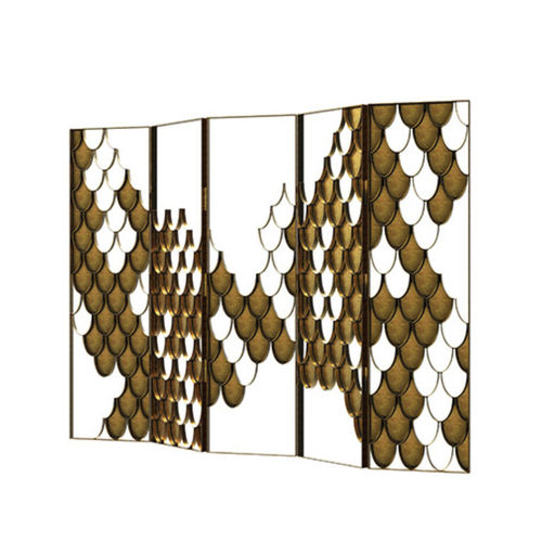 Paravento contemporaneo - KOI II - BRABBU DESIGN FORCES - in ottone spazzolato / contract / su misura