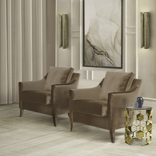 Poltrona classica - COMO - BRABBU DESIGN FORCES - in velluto / con cuscino rimovibile / grigia