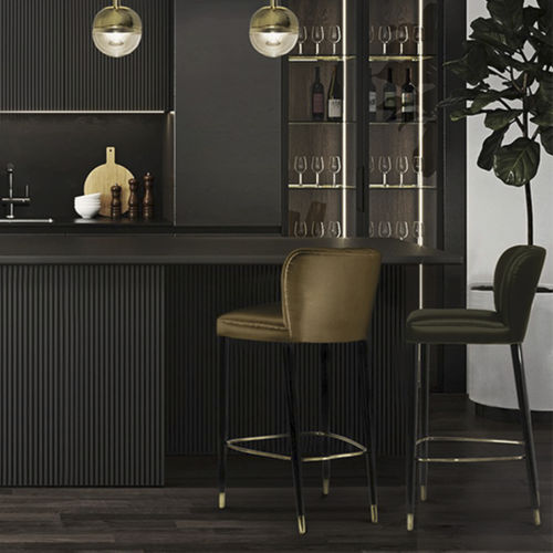 Sedia alta contemporanea - DALYAN - BRABBU DESIGN FORCES - da interno / in ecopelle / con supporto in legno laccato