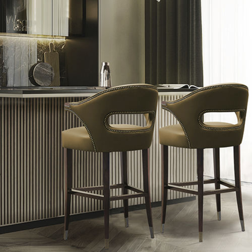 Sedia alta classica - NANOOK COUNTER - BRABBU DESIGN FORCES - da interno / in ecopelle / con supporto in frassino