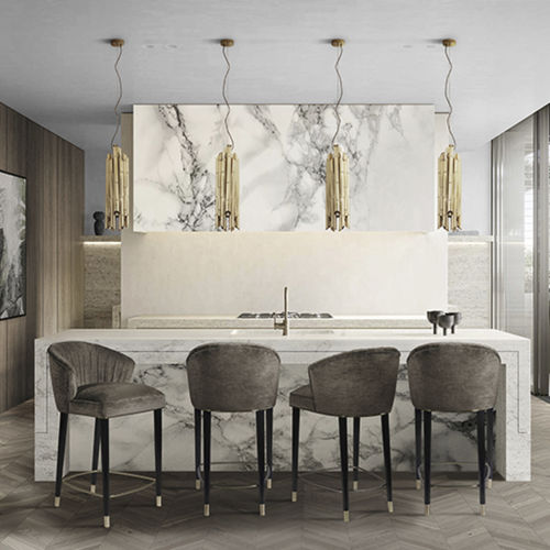 Sedia alta contemporanea - NUKA COUNTER - BRABBU DESIGN FORCES - da interno / in velluto / in cotone