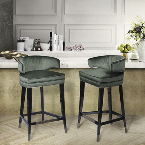 Sedia alta classica - IBIS COUNTER - BRABBU DESIGN FORCES - da interno / in velluto / con supporto in frassino