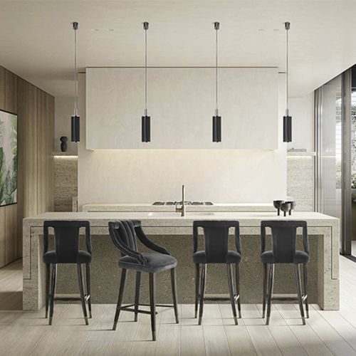 Sedia alta classica - CAYO COUNTER - BRABBU DESIGN FORCES - da interno / in velluto / con supporto in ebano