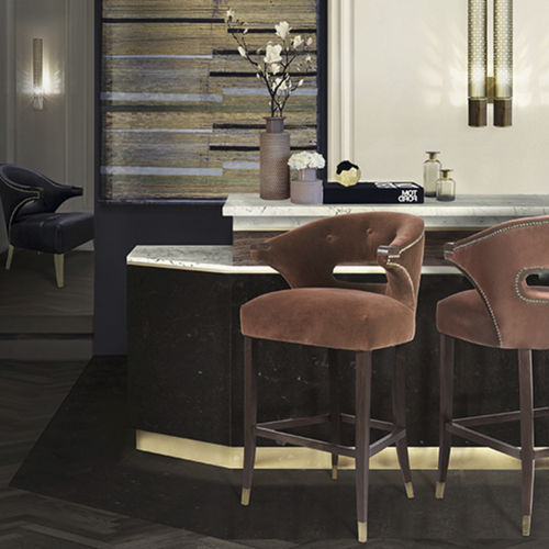 Sedia alta classica - NANOOK - BRABBU DESIGN FORCES - da interno / in ecopelle / con supporto in frassino