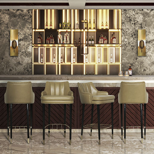 Sedia alta contemporanea - PLUM - BRABBU DESIGN FORCES - da interno / in pelle / con supporto in quercia