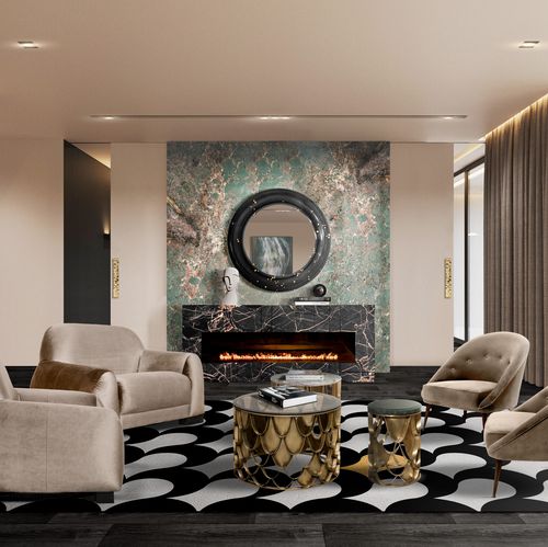Tavolo d'appoggio contemporaneo - KOI II - BRABBU DESIGN FORCES - in marmo / con supporto in ottone / rotondo