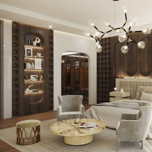 Sgabello contemporaneo - MECCA - BRABBU DESIGN FORCES - in tessuto / con supporto in ottone spazzolato / con base centrale