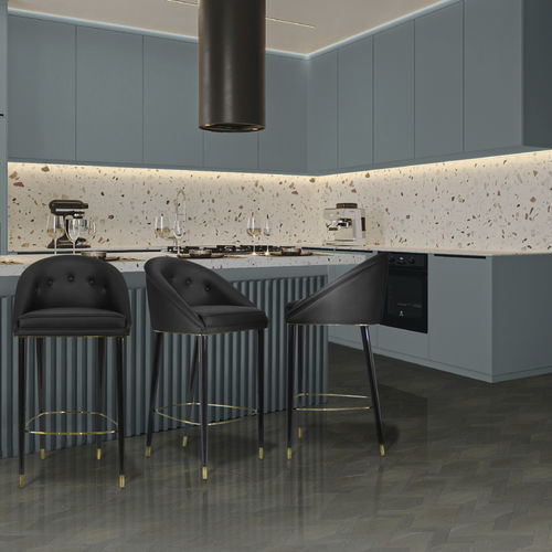 Sedia alta contemporanea - MALAY COUNTER - BRABBU DESIGN FORCES - da interno / in ecopelle / con supporto in legno laccato