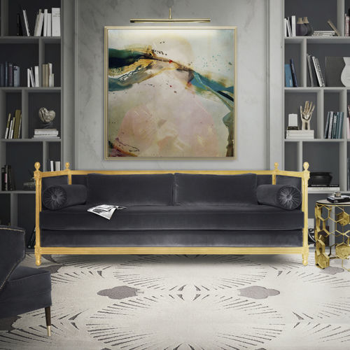Divano classico - MALKIY  - BRABBU DESIGN FORCES - in velluto / con braccioli / con cuscino rimovibile