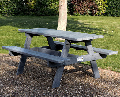Tavolo da picnic contemporaneo - UBICUITY® - PLAS ECO - in plastica riciclata / con supporto in plastica / rettangolare